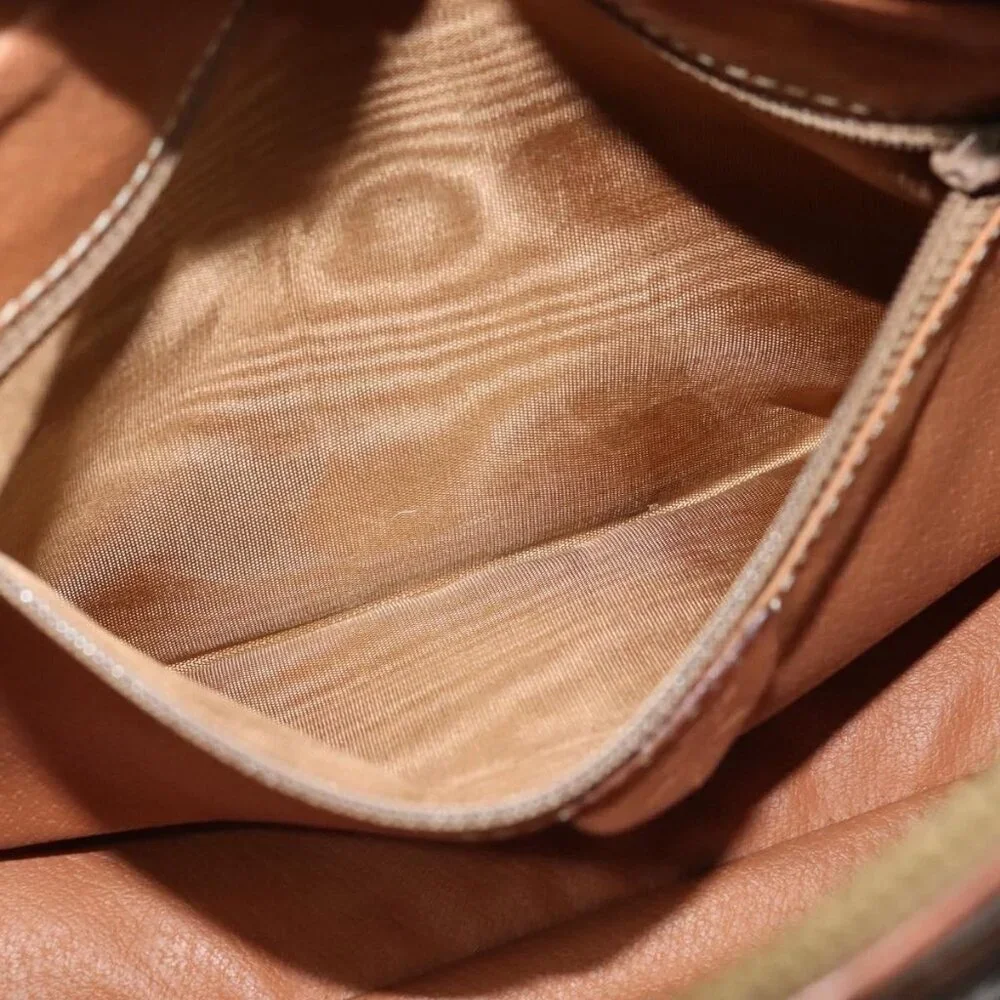 Authentic CELINE Macadam Canvas Shoulder Bag PVC Leather Brown Gold - Picture 3 of 16